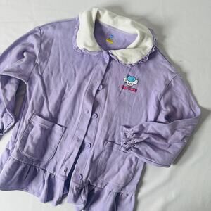 Balabala Go! Fuki Purple Peter Pan Collar Peplum Cardigan Sz 140/64 9-10 y